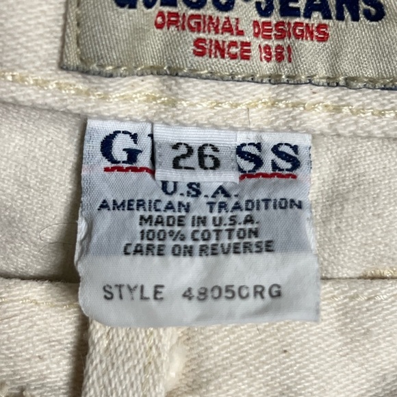 Vintage Guess High Rise 90's Tapered Mom Straight Jean Ivory Cream Size 26 - Picture 7 of 7